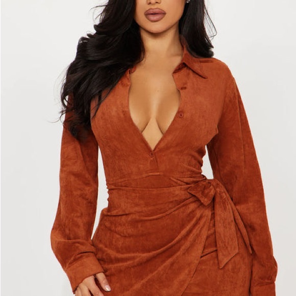 Fashion Nova Dresses & Skirts - Fashion Nova Terracotta Long Sleeve Dress